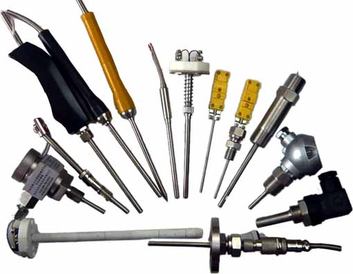 Armoured thermocouple probe sensors in different packages