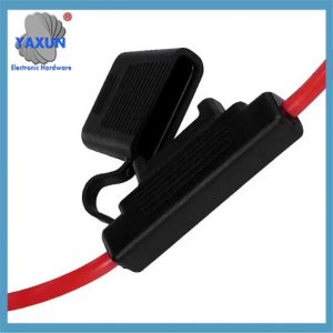 MAXI Inline Fuse Holder, Black w- Red Leads, 8~10 Ga, 60 Ampere