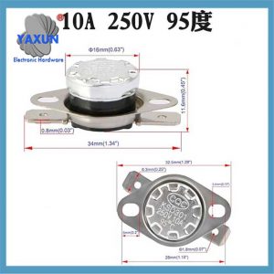 Dimensional parameters of KSD301 temperature switch