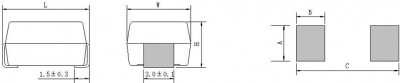 Product dimensions and recommended pad size