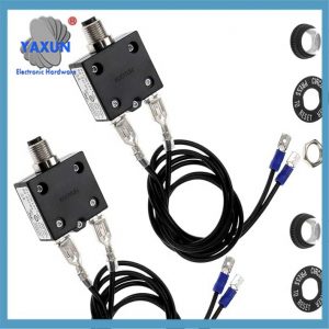 Thermal Overload Protector Push Button Manual Reset Circuit Breaker with 18AWG Wires and Cover