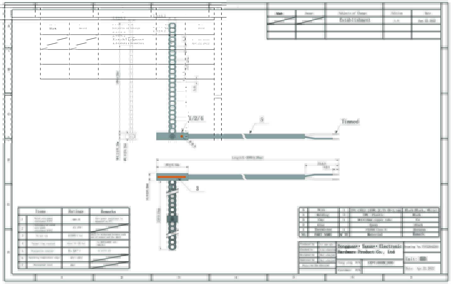 NTC030HF01 - Carel NTC SENSOR, PT100 Drawings